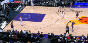 NBA赛场镜头：
  比尔最后耗时时刻，秀了一把低运球！
  这个动作，我是完不