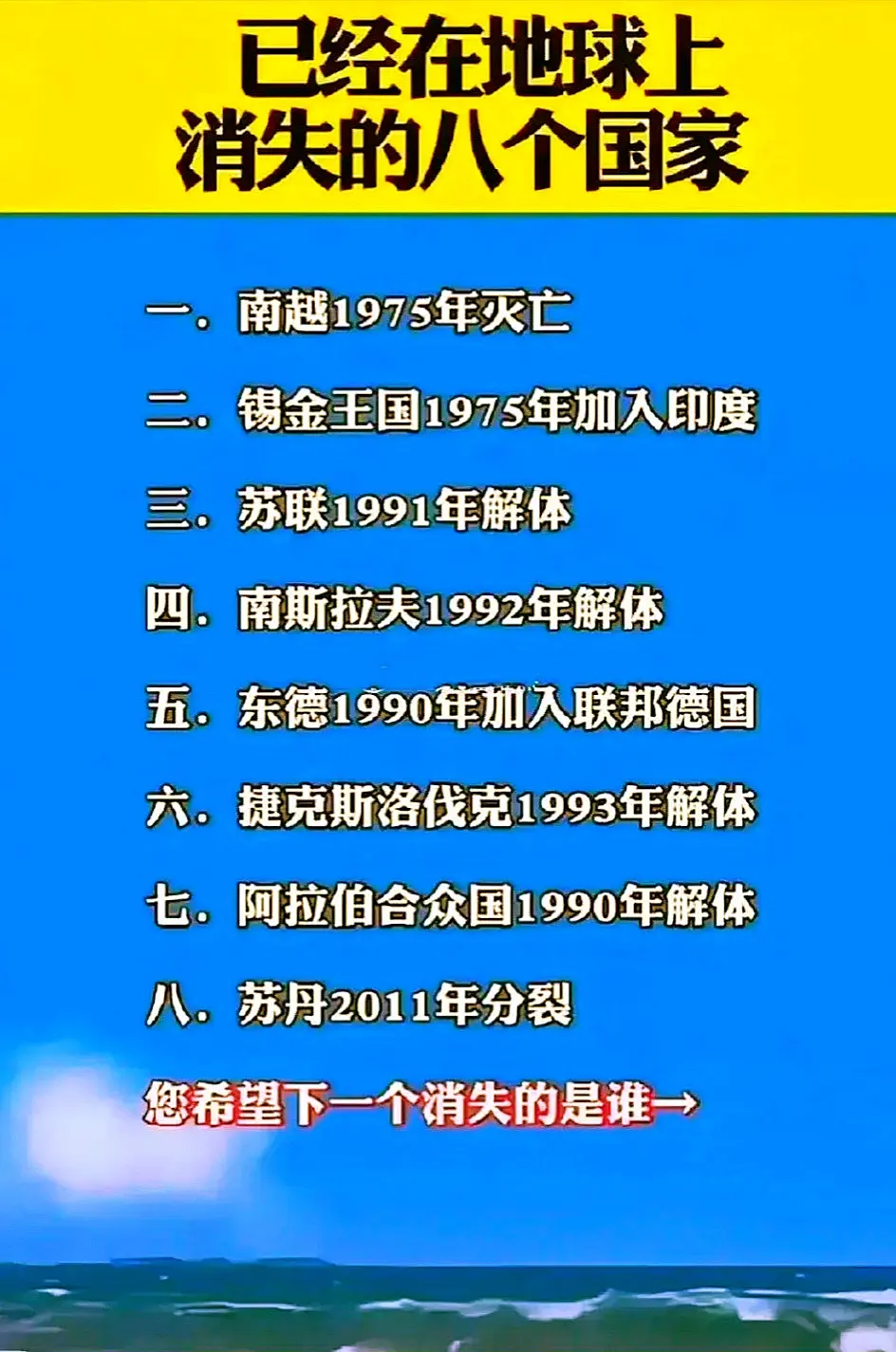 已经消失的8个国家。很多人都不知道消失的国家有哪些，这些国家一旦消失了...
