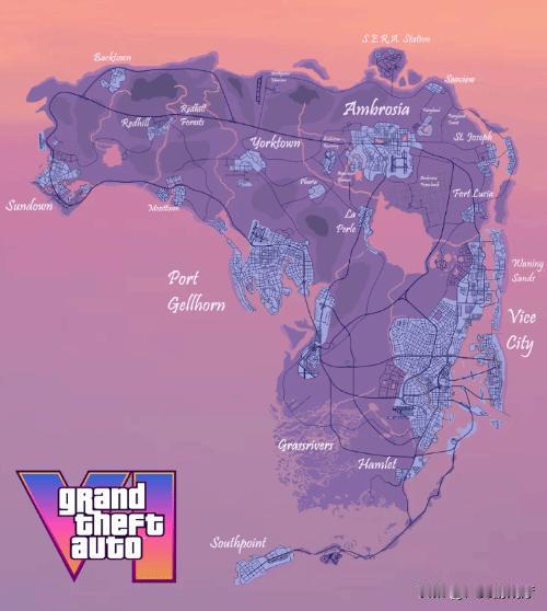 虽然R星暂时没有公布《GTA6》的地图样式，仅仅公布了地图的名称，但Reddit