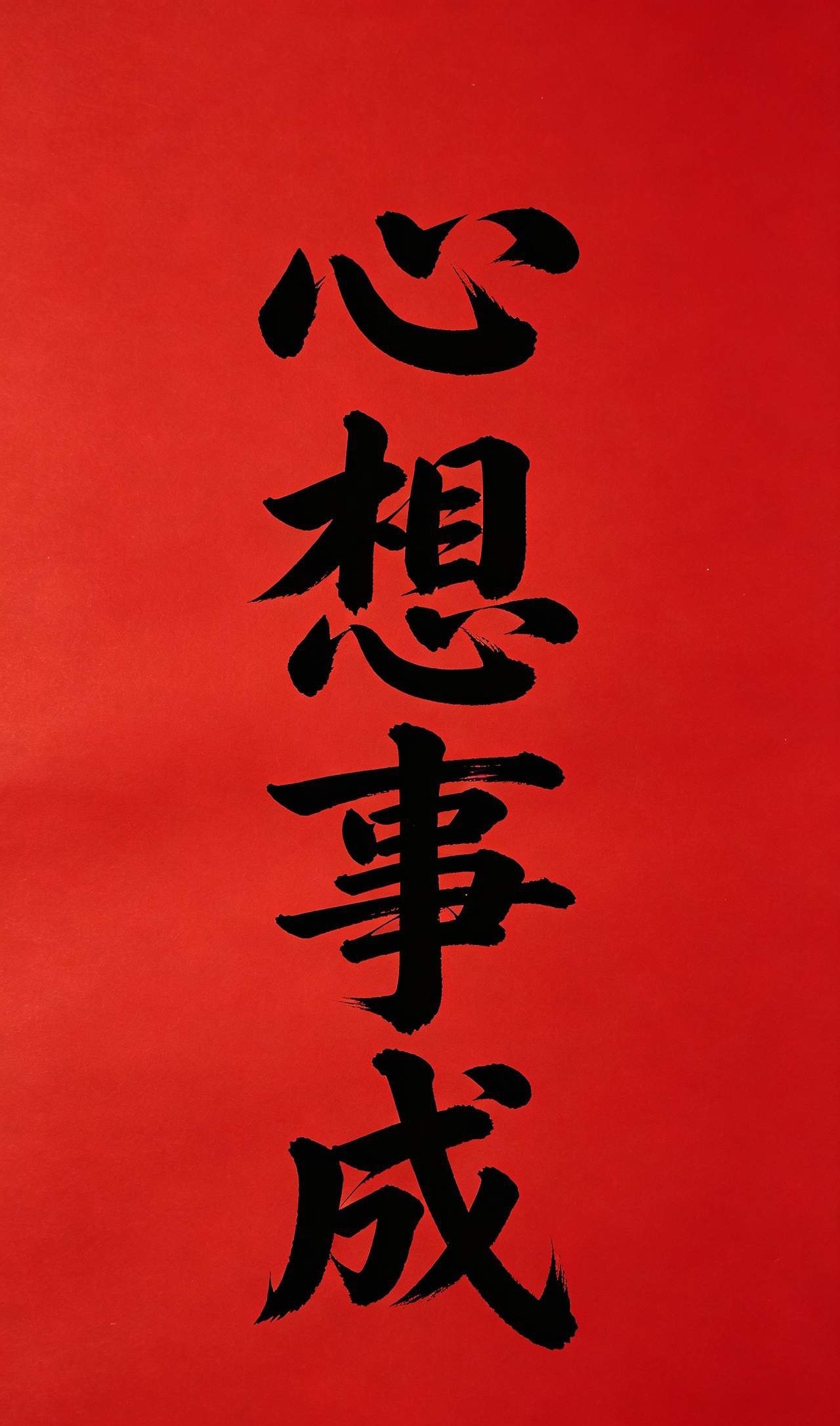今日提笔写下四字：心想事成心有温柔渡流年，想携美好伴身边。事逢顺遂无牵绊，成揽安