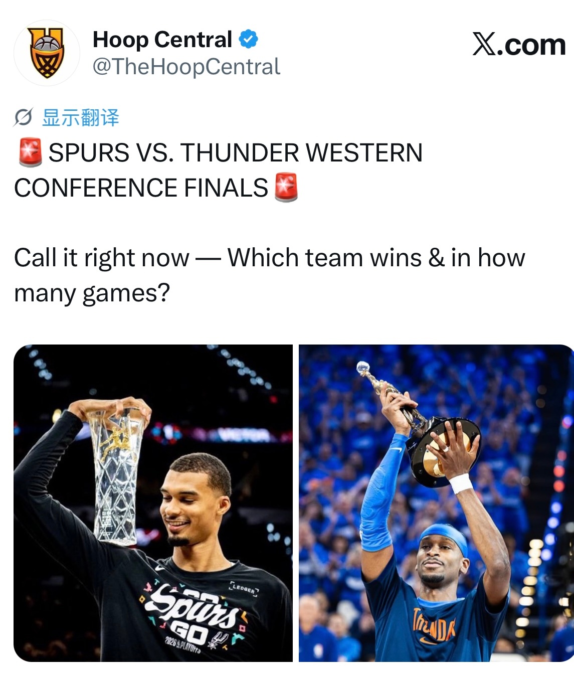 西决马刺对阵雷霆，哪边晋级总决赛？！ 