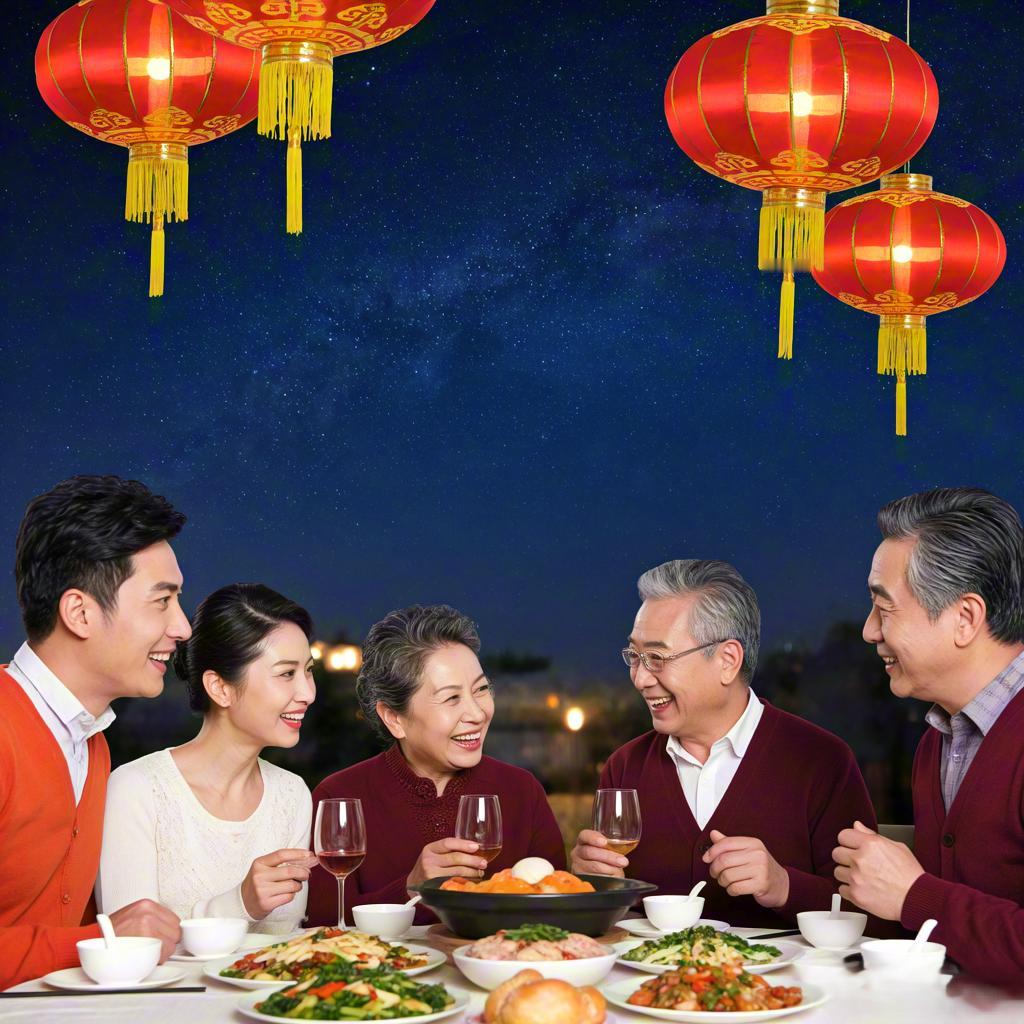 辞旧迎新
乙巳除夕
残雪犹衔旧岁烟，
东风已破腊梅天。
灯排万点星垂野，
酒满千