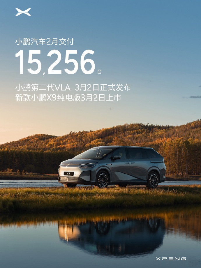 小鹏汽车2月交付15256台。今年大师兄说了今年要干三件大事，机器人、飞行汽车、