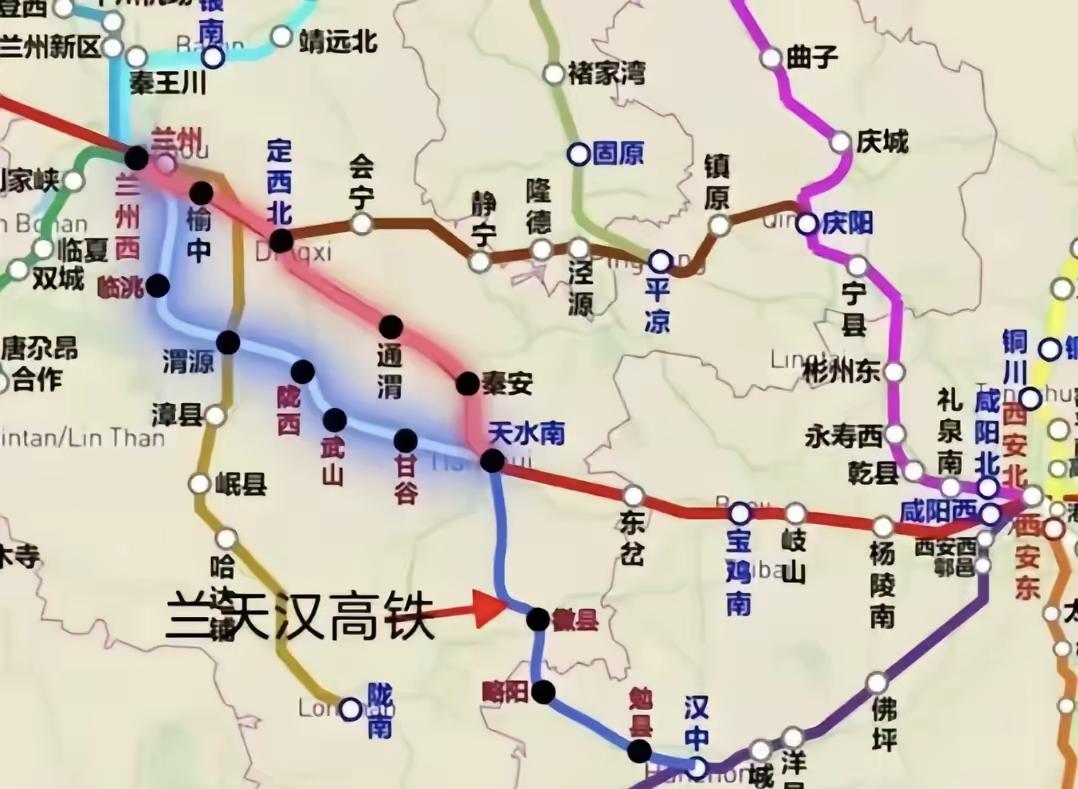 兰州开辟的第二通道铁路东出线路必须有汉中，走庆阳还没有银川北上更快，而东出只有西