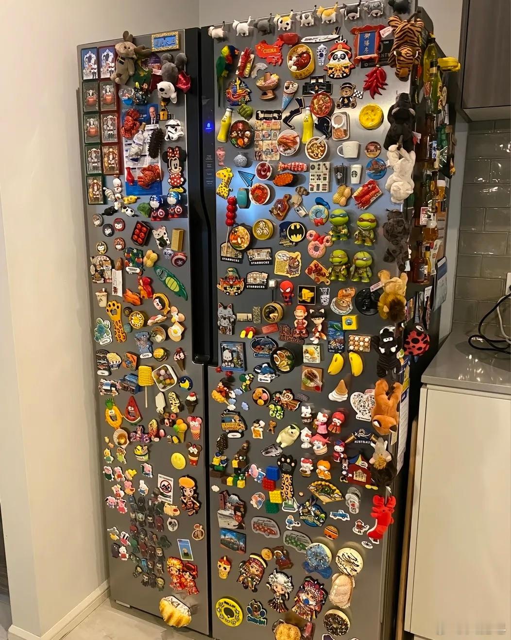 冰箱贴一定要经常挪挪位置 让我看看你们的冰箱贴，这是我发现全网最密集的。