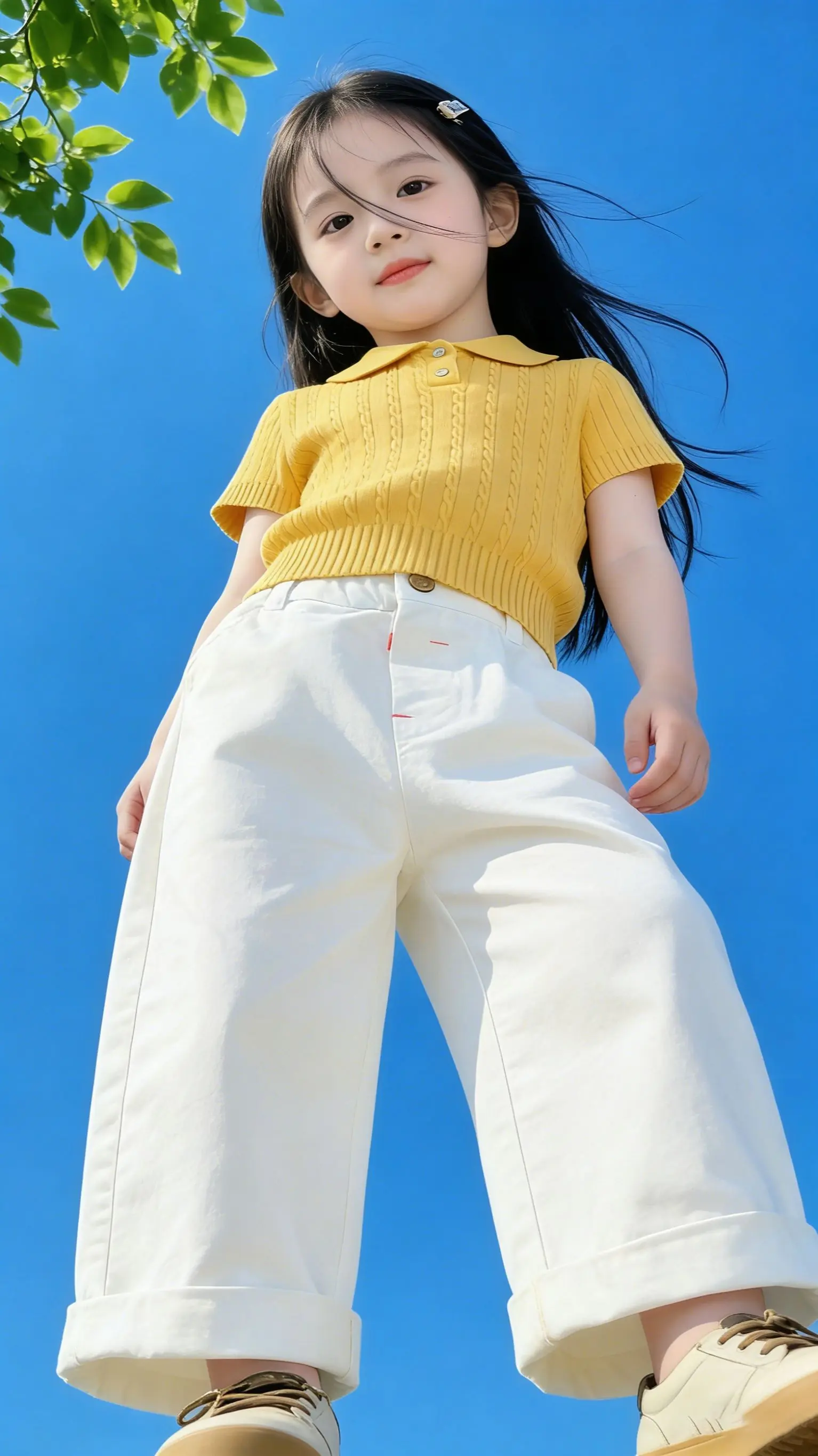 黄白元气搭！ 女童夏日穿搭天花板✨ 谁懂啊！这件黄色Polo衫也太显白...