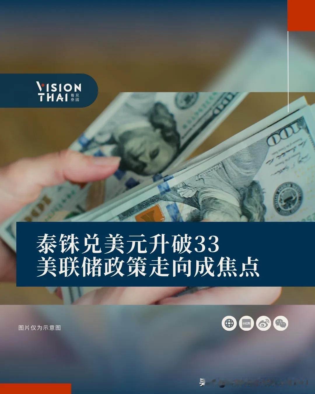 【泰铢兑美元升破33 美联储政策走向成焦点】
泰国开泰研究中心(K-Resear