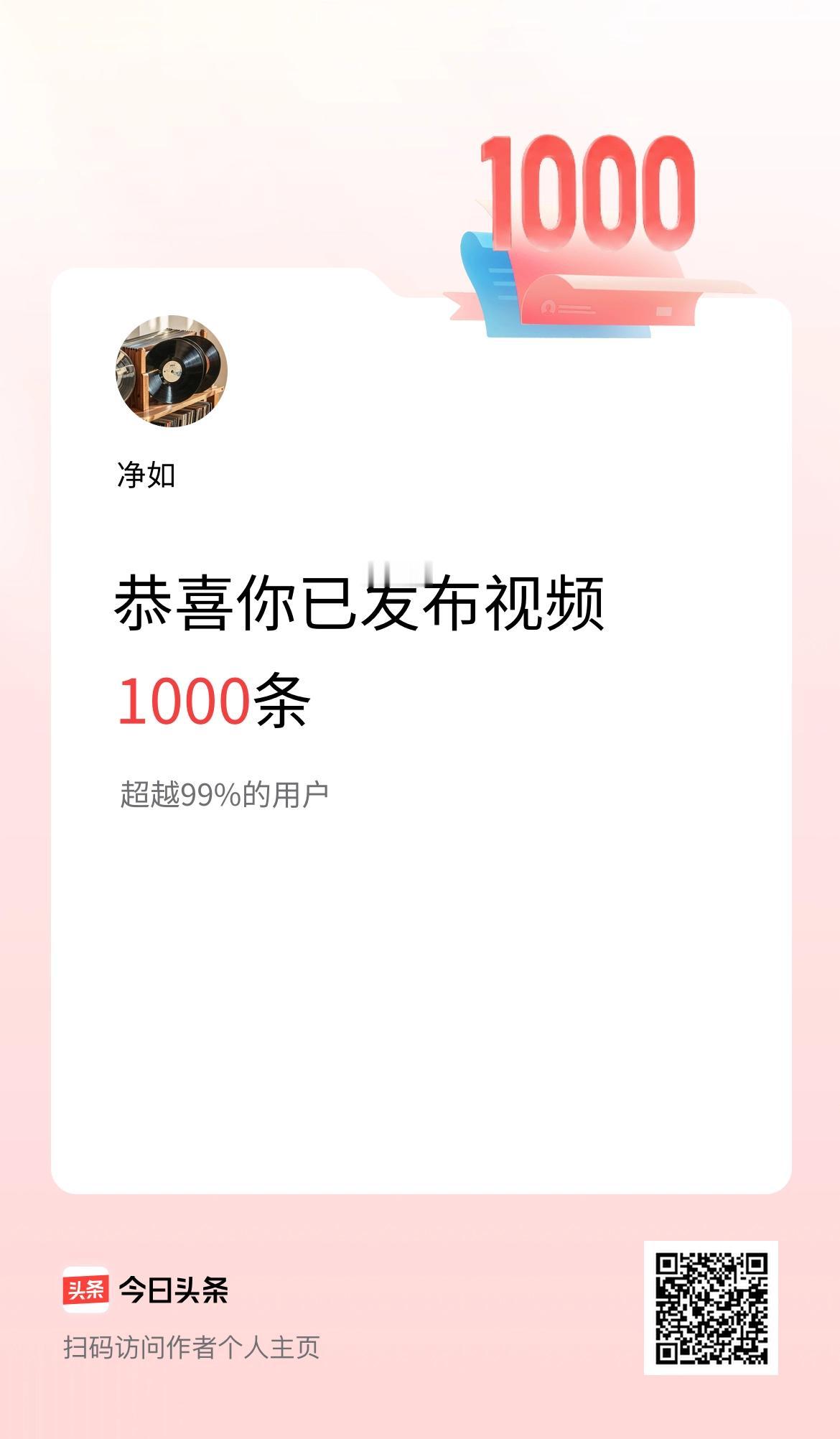 我在头条累计视频投稿1000个