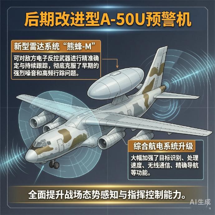 军事ai新视野 俄罗斯A-50“支柱”预警机A-50是以IL-76喷气式运输机为