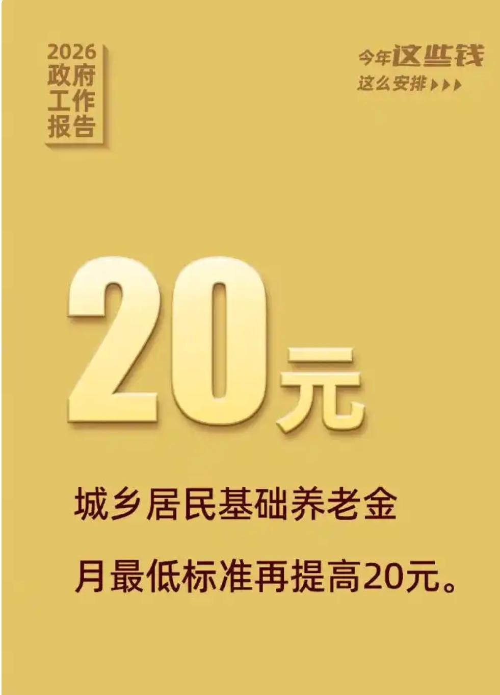 我最期待的2026年民生利好政策是城乡居民基础养老金再次上调‌。养老金每月多领2