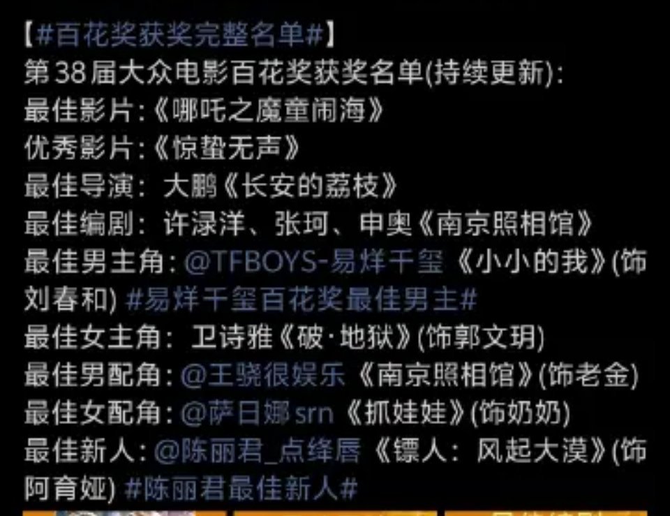 百花奖获奖名单哪吒获得最佳影片就罢了，惊蛰无声是凭什么获得优秀影片的？根本比不上