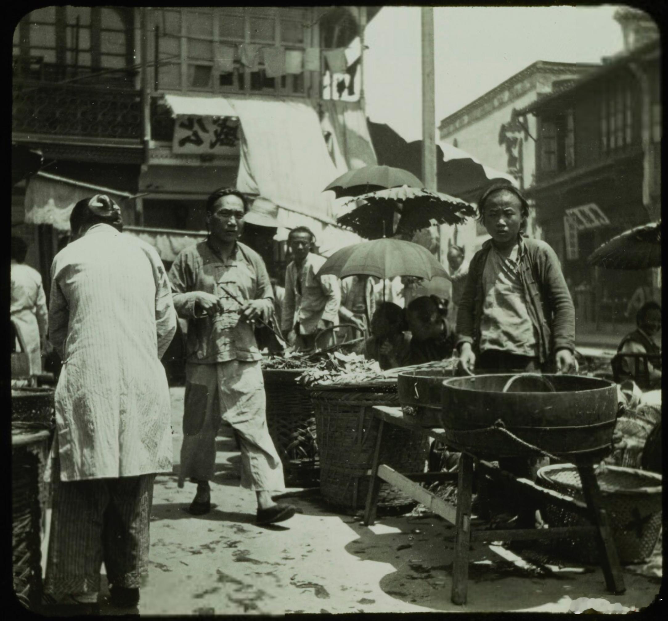 街头市场，1908年，杭州 ​​​