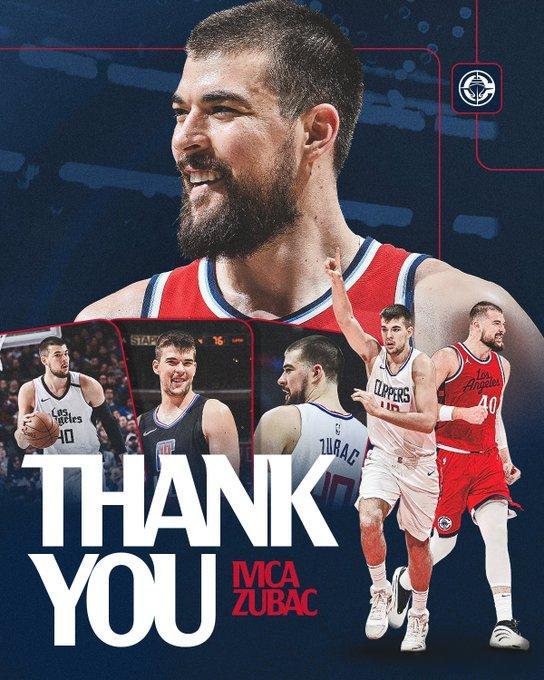 快船官方致谢祖巴茨祖巴茨加盟步行者  快船官方发推致谢祖巴茨，感谢他七年来的付出