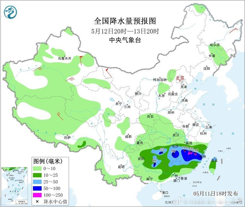 【强降水】昨晚到今天，西南等地因为高空槽影响，出现成片降水，云南部分地区出现大雨