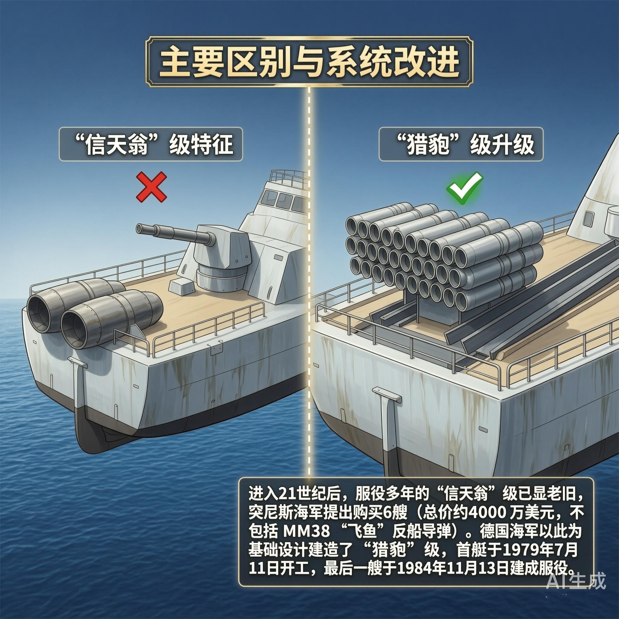 军事ai新视野 德国“猎豹”级快速攻击艇“猎豹”级是德国在“信天翁”级基础上改进