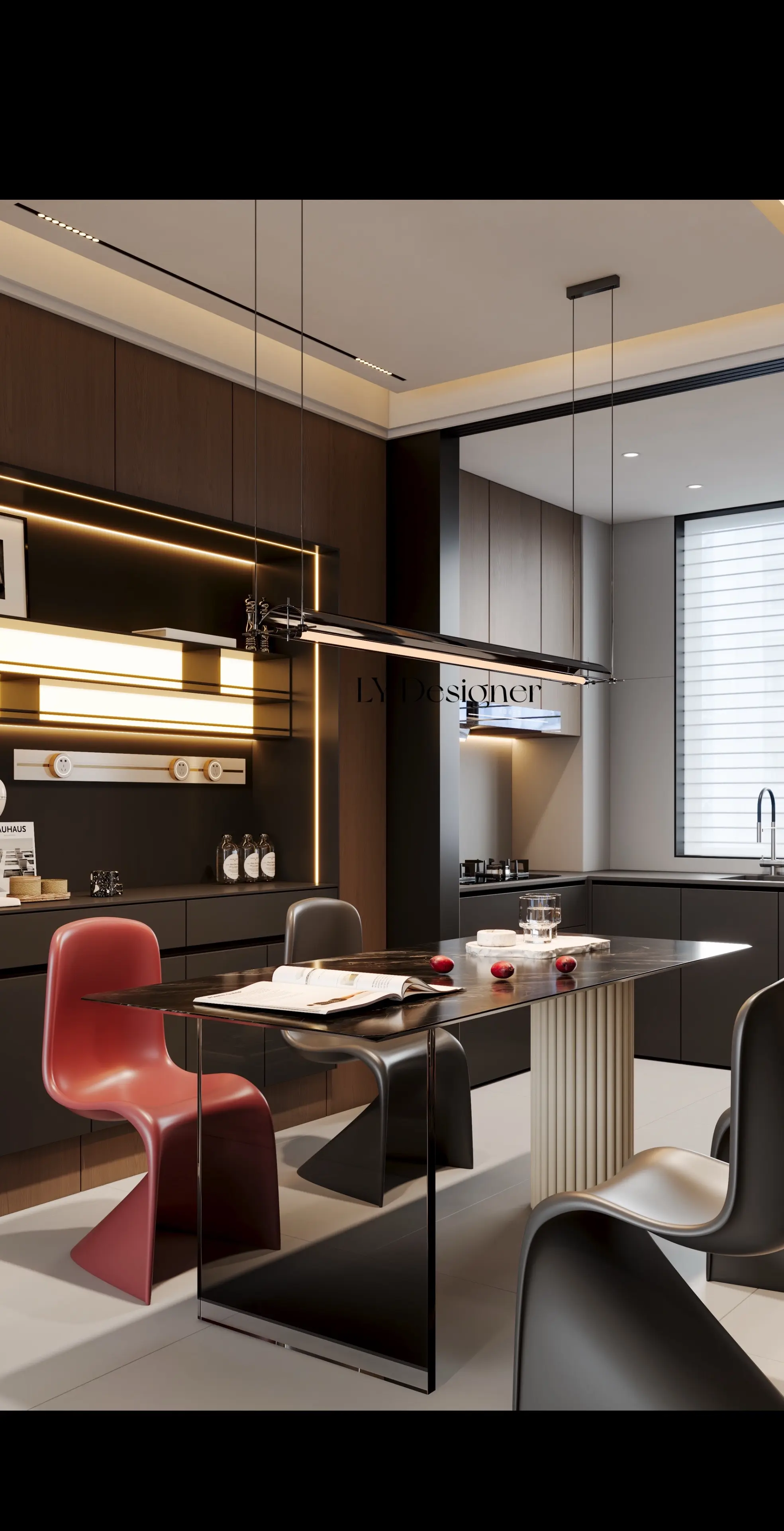 ⚫️🟤配色的餐厅再配上灯光更有质感！