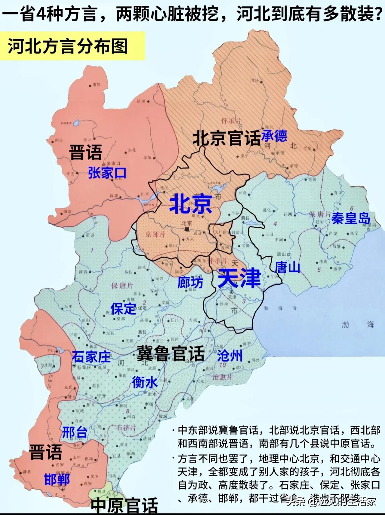 一省四种方言，两大核心被拆分，河北为什么是全国最“散装”的省份？！
 
提起河北
