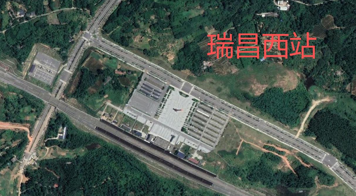 【瑞昌西站卫星地图】瑞昌西站位于瑞昌市林科所附近，车站规模为2台5线，系瑞昌市首