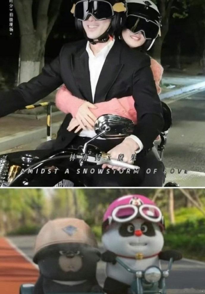 #吴磊穿西装骑摩托##吴磊赵今麦真人版舒克贝塔# 真人版舒克贝塔来啦[哈哈] ​