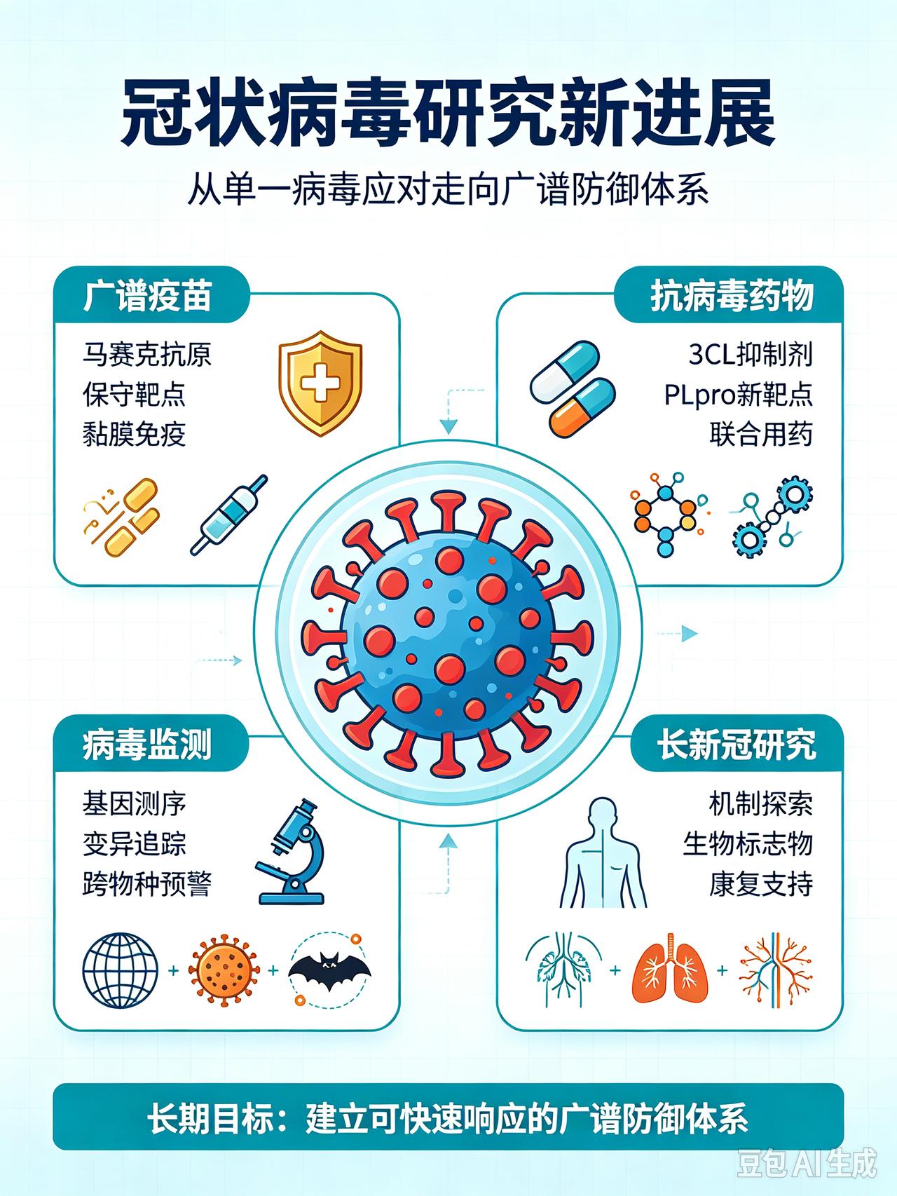 新冠疫情已经过去，但人们在研究对抗冠状病毒的路上持续努力。
全球一直在持续研究冠