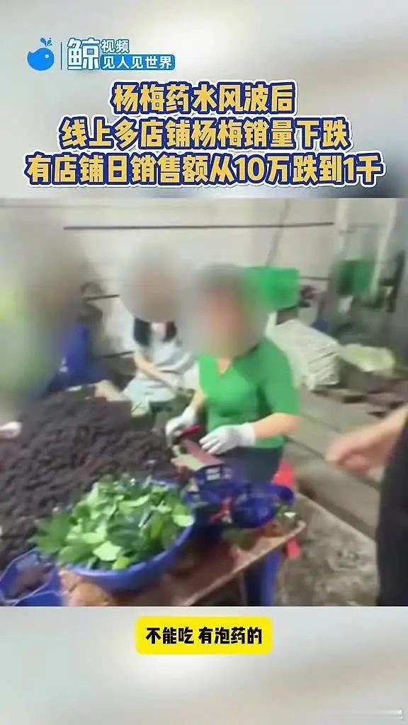 杨梅药水风波后，线上多店铺杨梅销量下跌，有杨梅店铺日销从10万跌到1000元（蓝