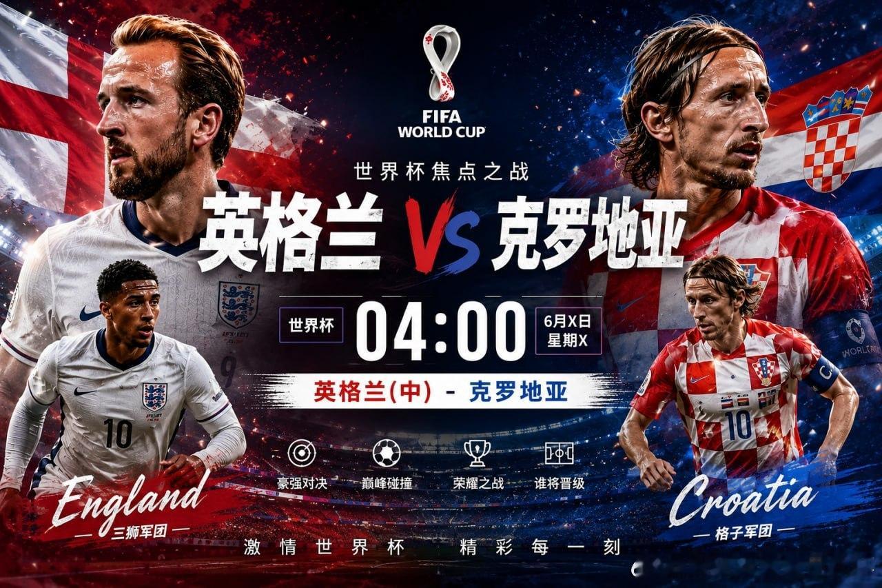 世界杯凌晨04:00英格兰vs克罗地亚 英格兰大战克罗地亚，两支欧洲劲旅再次碰面