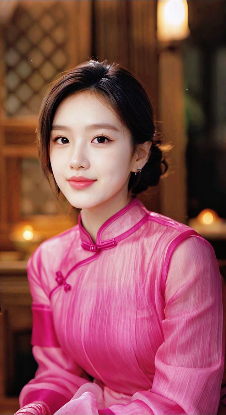 AI扩图 AI艳粉微笑