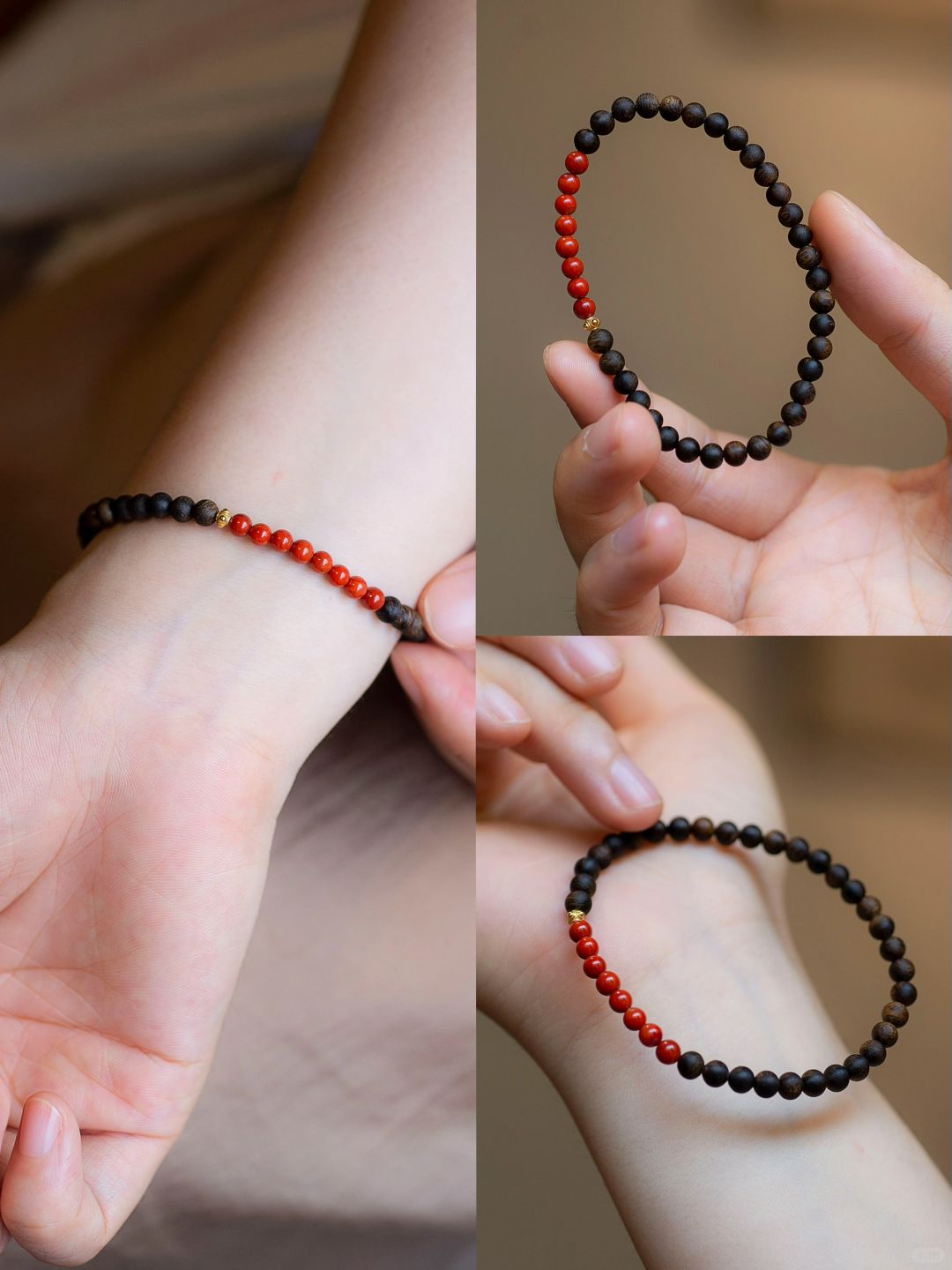 今天你的手上带什么？沉香南红的搭配手串❤️