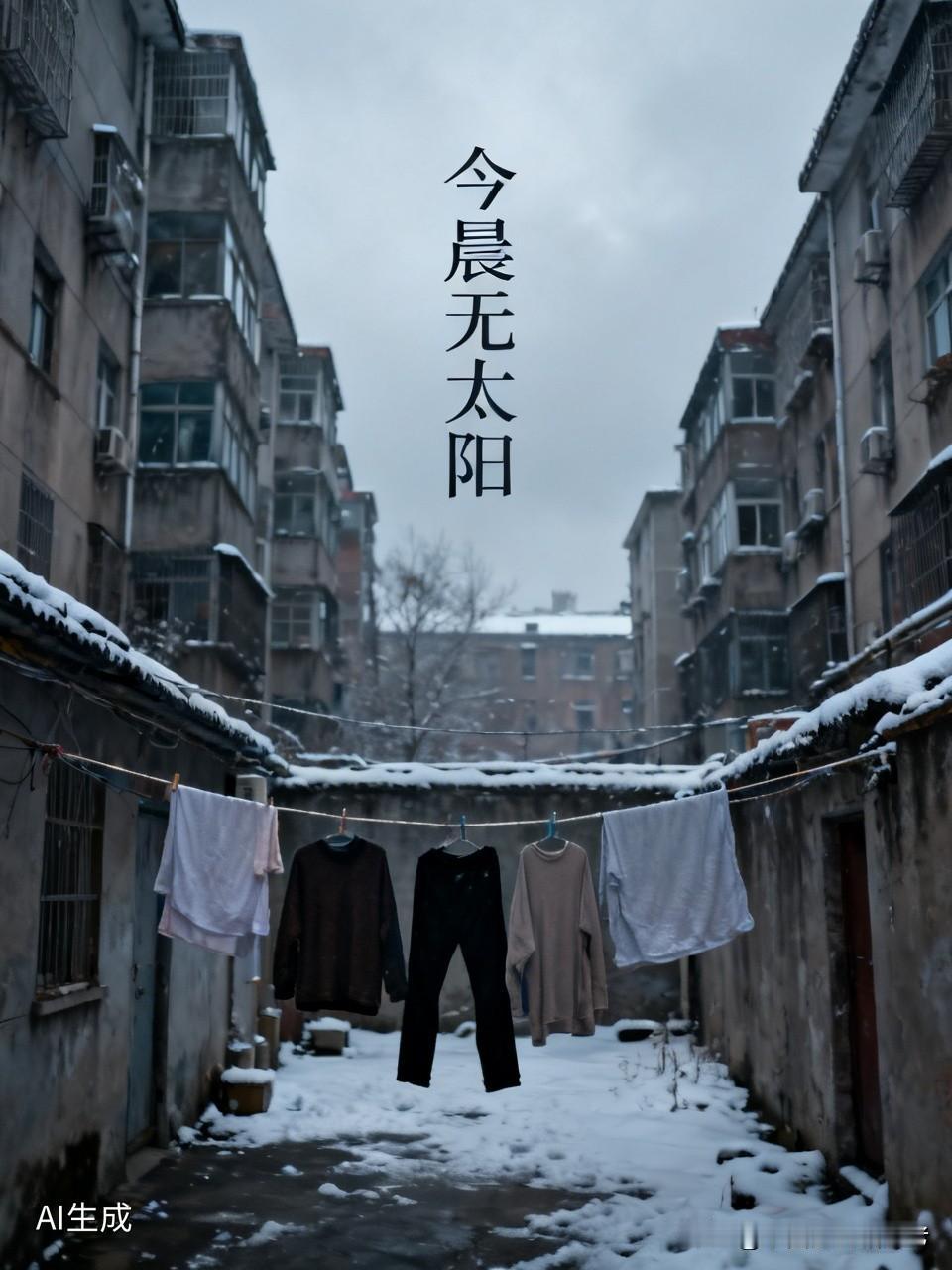 今晨无太阳
文/曾祥国残红
今晨无太阳
湖商15栋公寓的后庭一片寂清
衣服，裤子