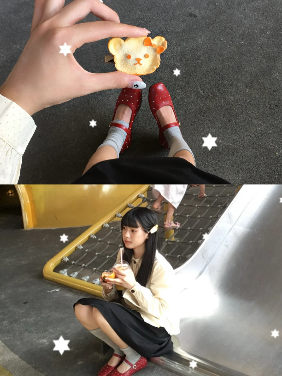 橘子、游乐园、小熊发夹
