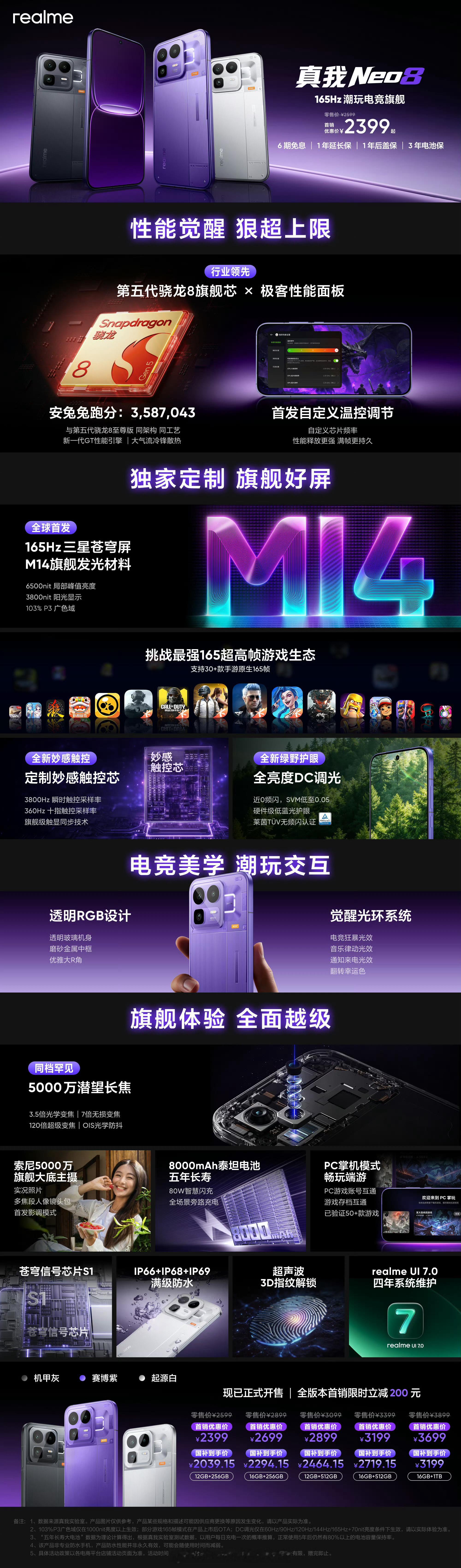 真我Neo812GB+256GB首销价：2399 元 → 国补到手价：2039.