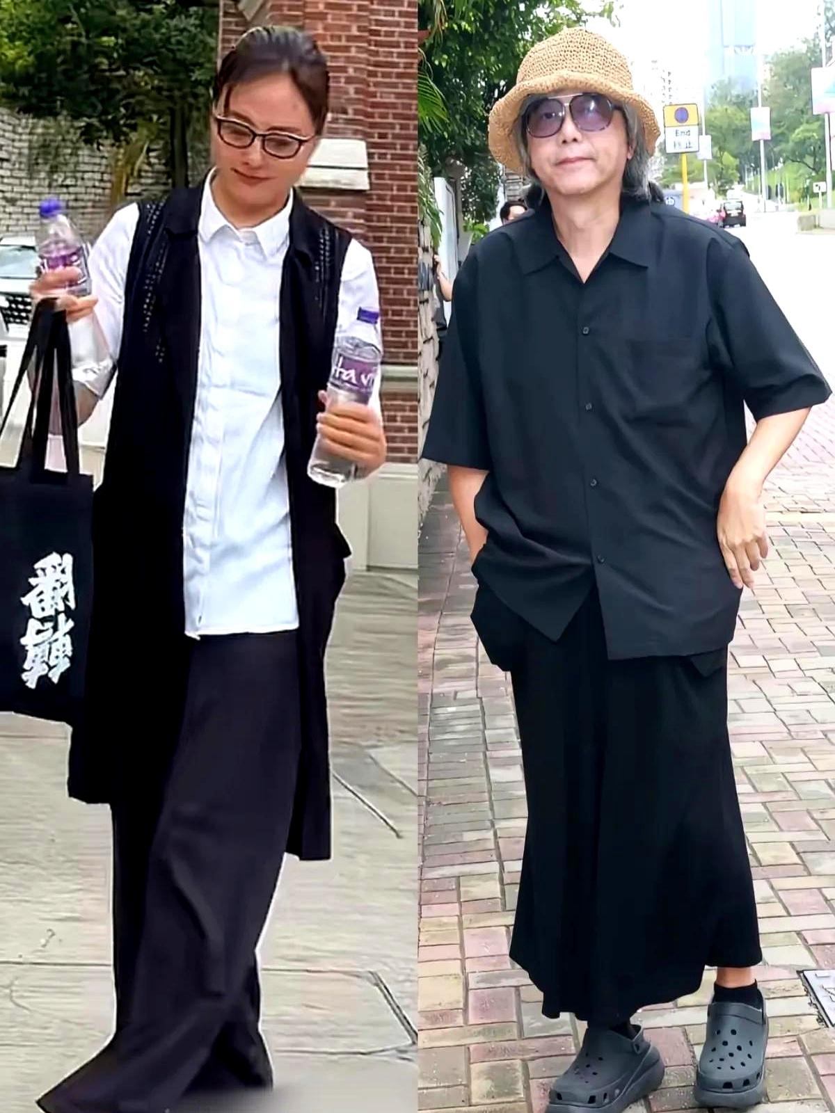 同城，却各自奔丧。
7月4日，在香港的告别仪式上，张锦程一身素黑配渔夫帽，独自送