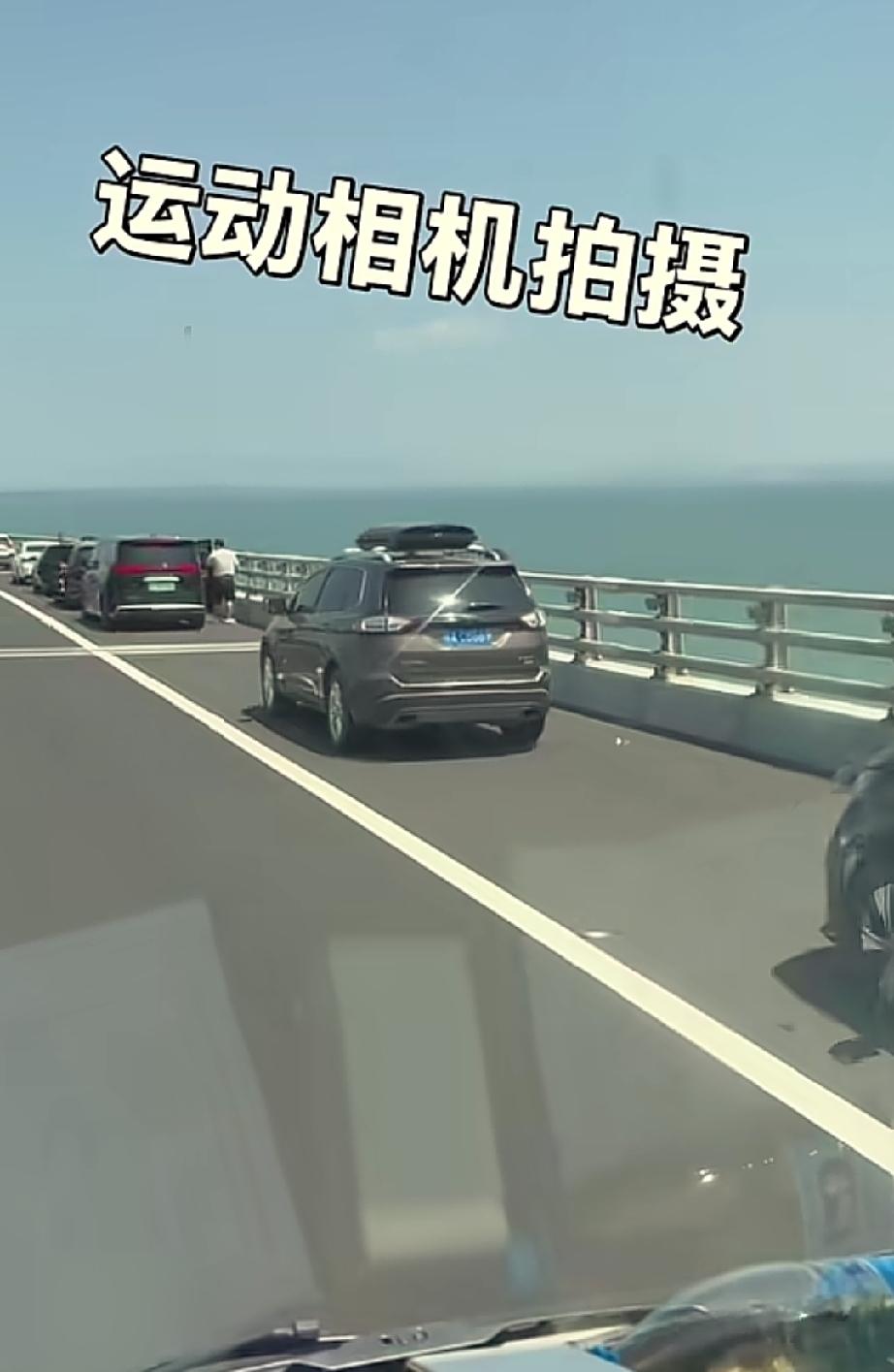 既然大家喜欢胶州湾大桥，何不设立几处观景平台？
与此同时划出停车区，让大家有序观