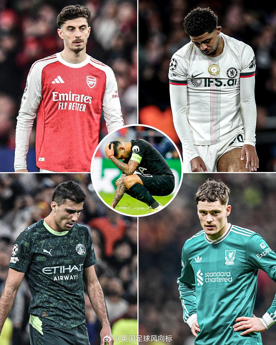 本轮欧冠英超6队无一胜绩欧冠16强淘汰赛首回合，6支参赛的英超球队，竟然2平4负