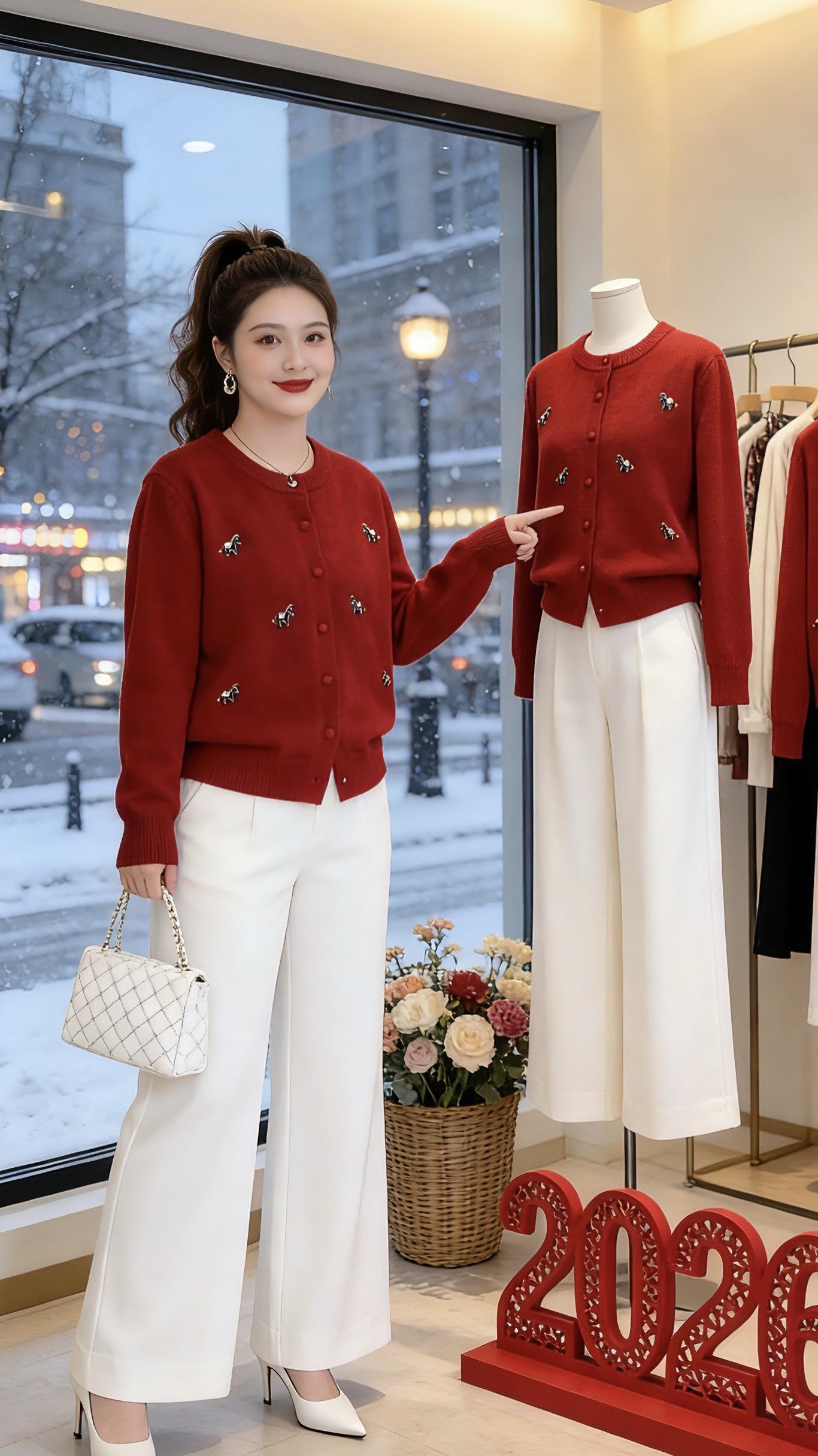 大码女装 红色系 针织衫穿搭技巧轻松摆脱路人感新年战袍我先手搓上了穿搭...