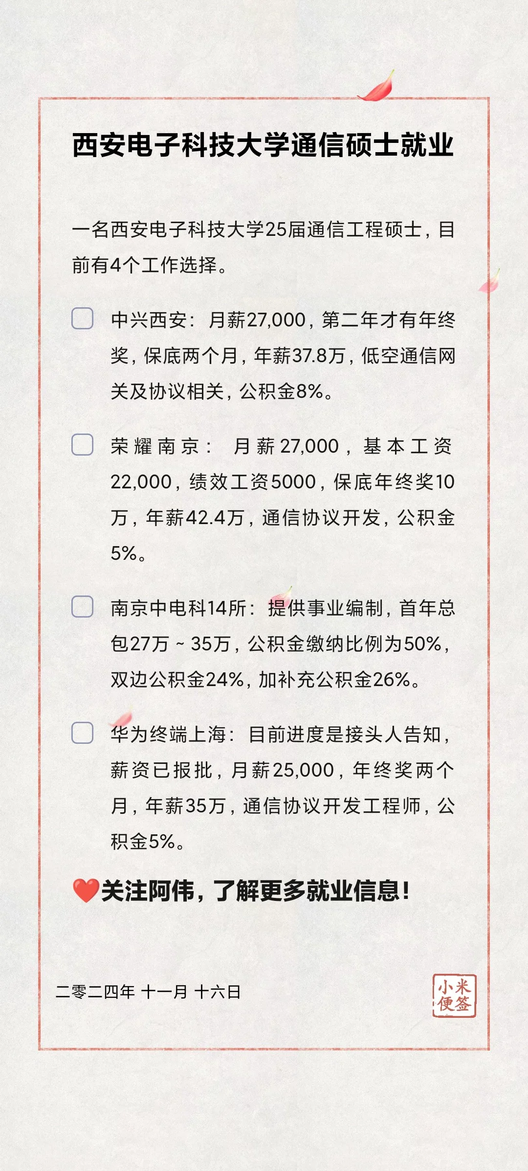 🎓西安电子科大通信工程硕士就业信息分享