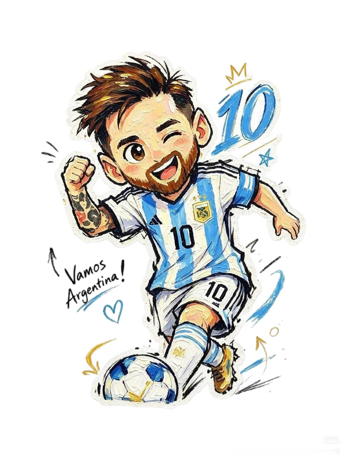 萌版梅西头像贴纸！收图！世界杯2026美加墨世界杯