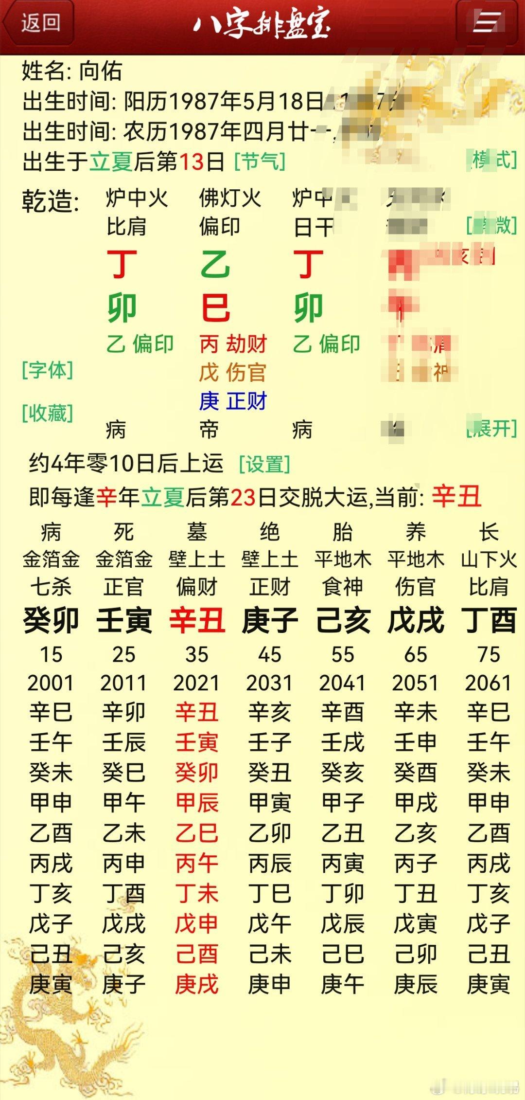 向佑八字生的确实不怎么好，印比重重，财杀太弱了。如今走丑运，看似带些好处，不过多