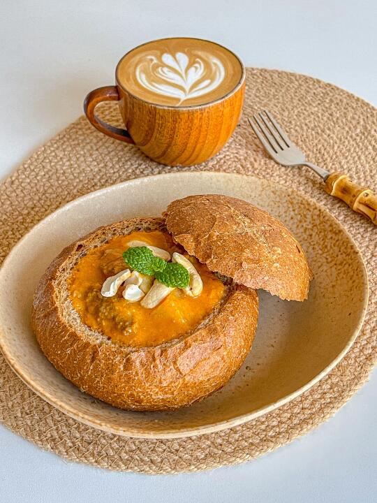 5分钟快手早餐🫕玛萨拉黄油牛肉酸面包碗🥄