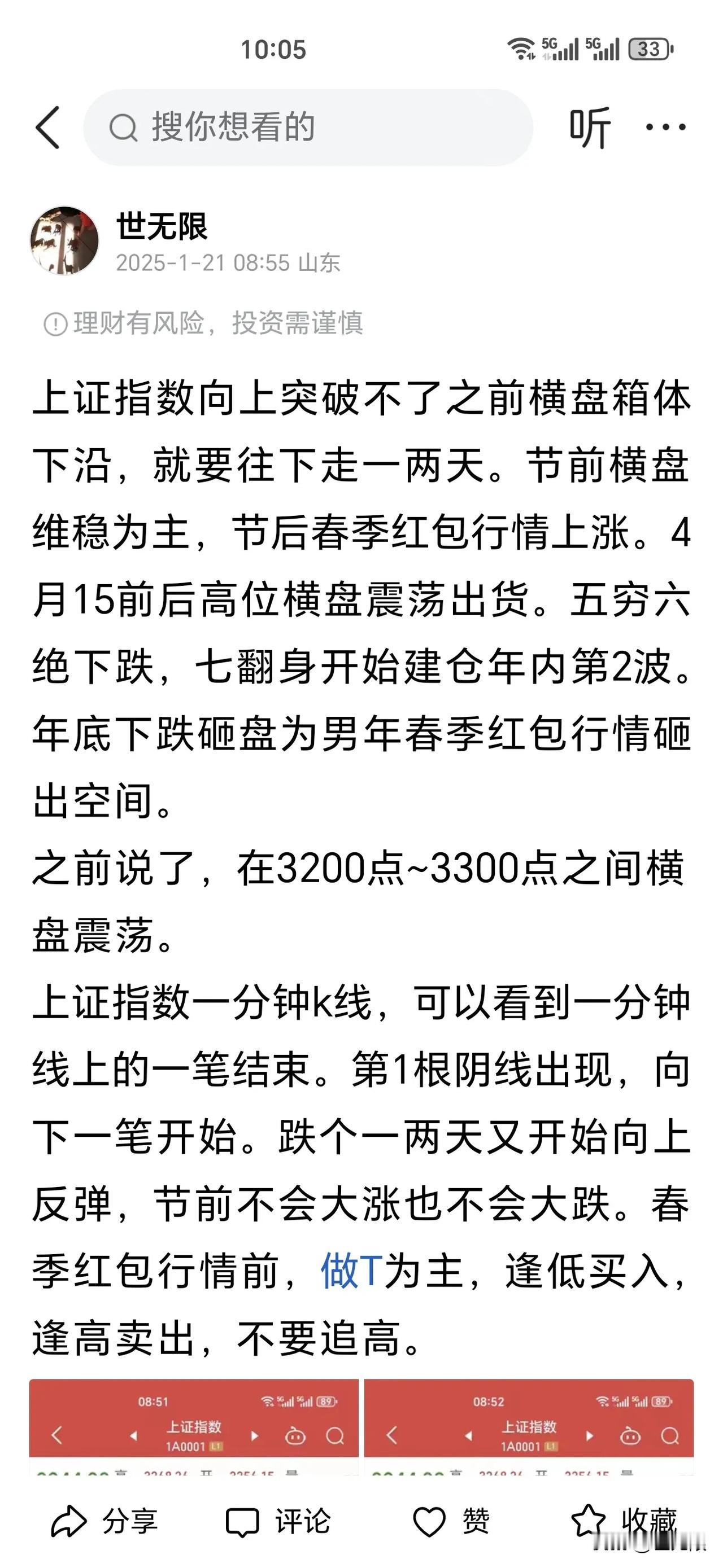 冲高卖出一部分，跌下来接回。这几天说的节前大盘在3200点~3300点之间横盘震