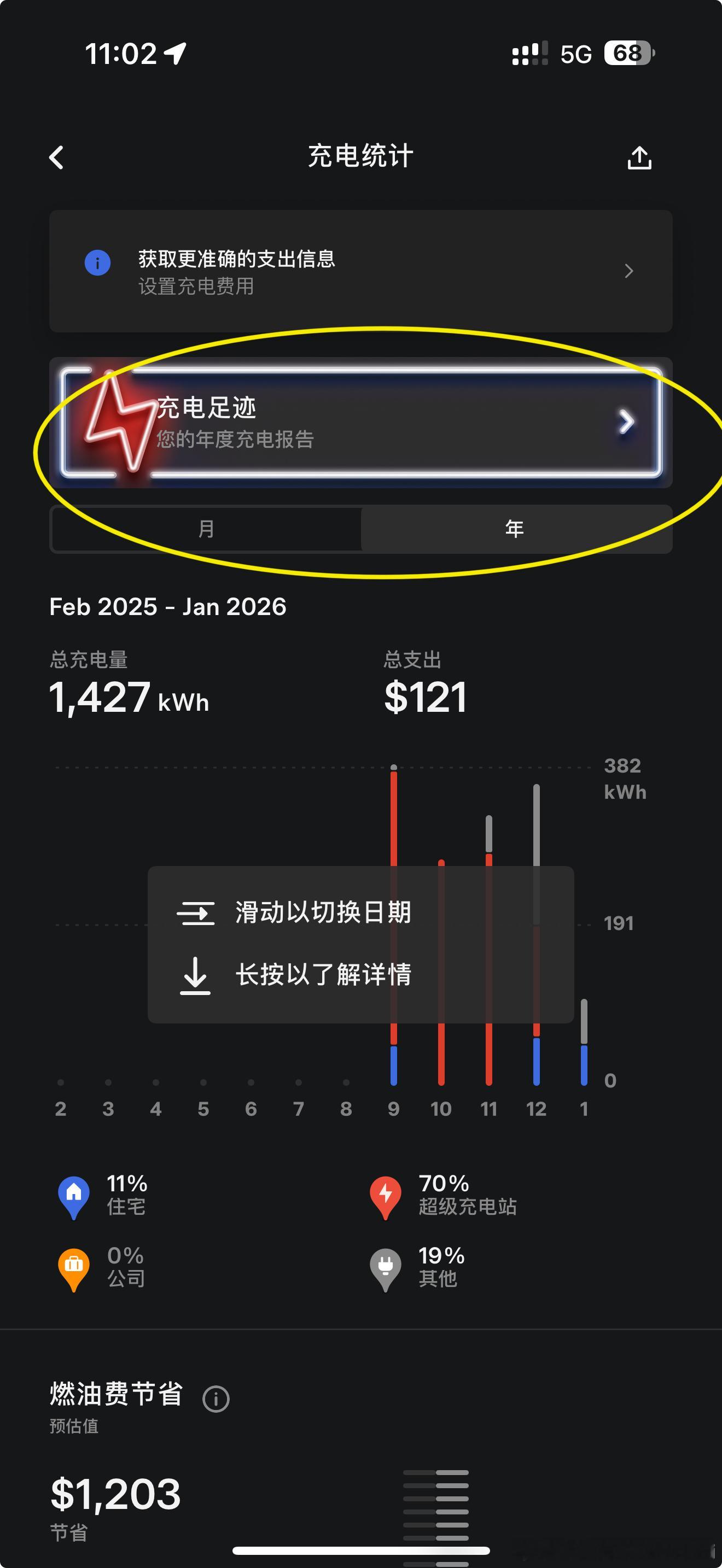 特斯拉App在充电统计里新增了一个充电足迹，能看到各种徽章 