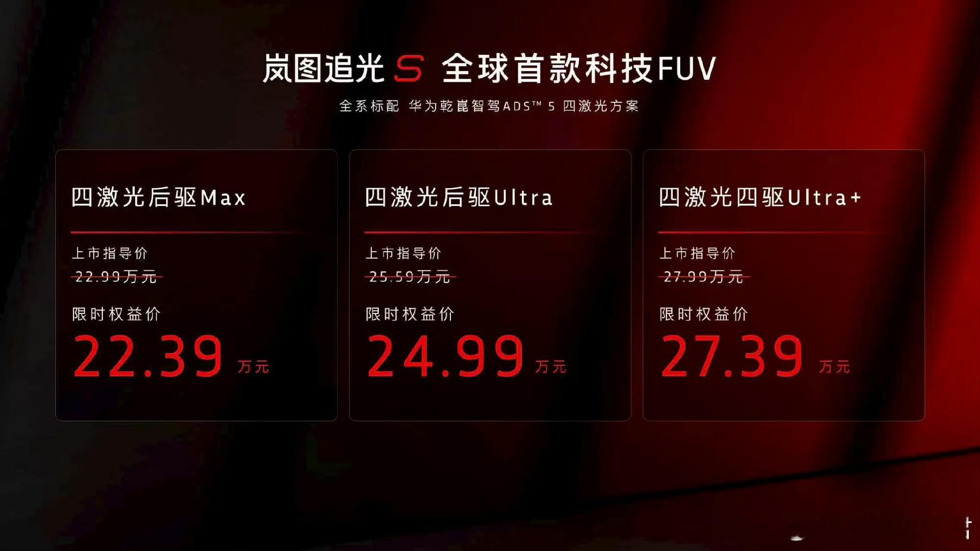 全球首款科技FUV岚图追光S重磅登场，限时权益价22.39万起。杨洋担任全球代言
