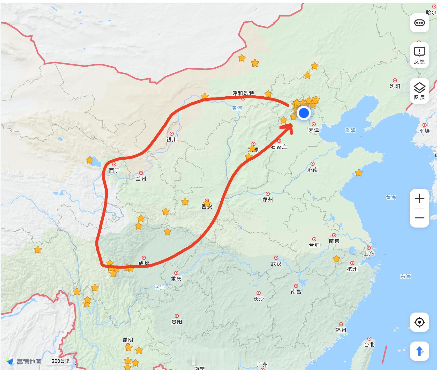 12 月的纯肉脚自驾瞎开，我打算这个线路。估计仅为 1 个月左右。希望天气能好点