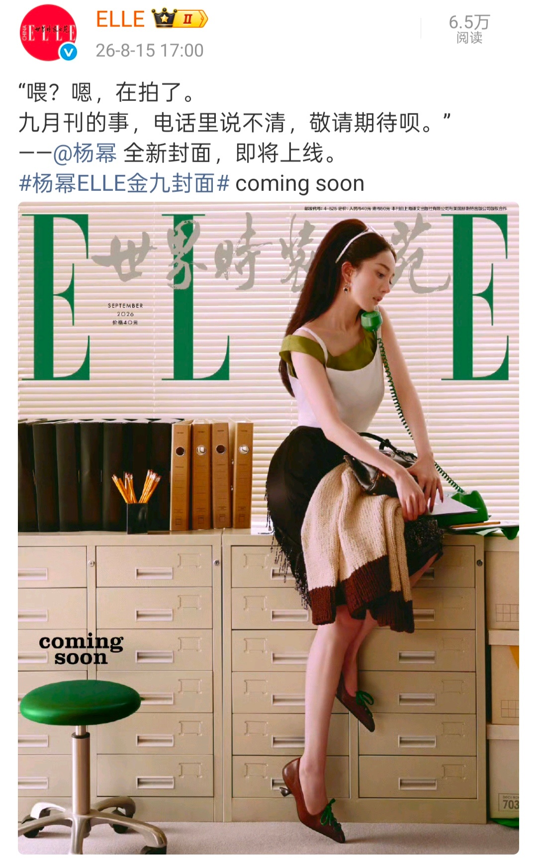 杨幂金九ELLE预告释出又是谁的一辈子