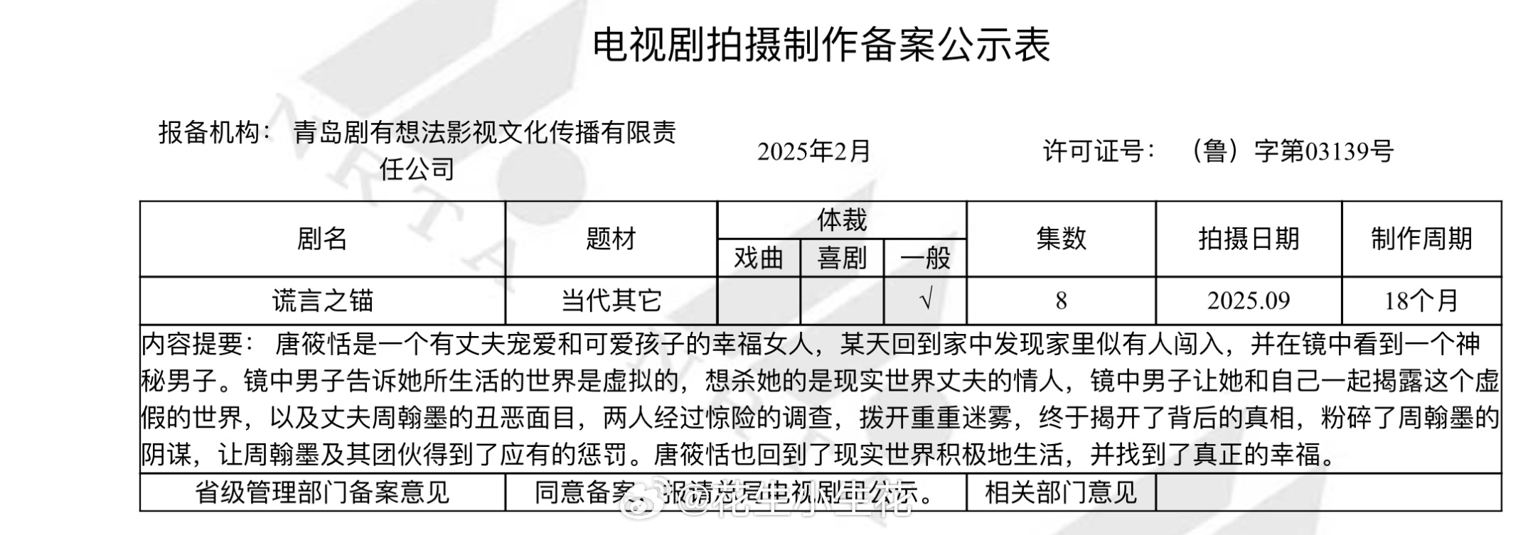 电视剧《谎言之锚》备案出品：优酷集数：8集 谎言之锚 内容提要： 唐筱恬是一个有
