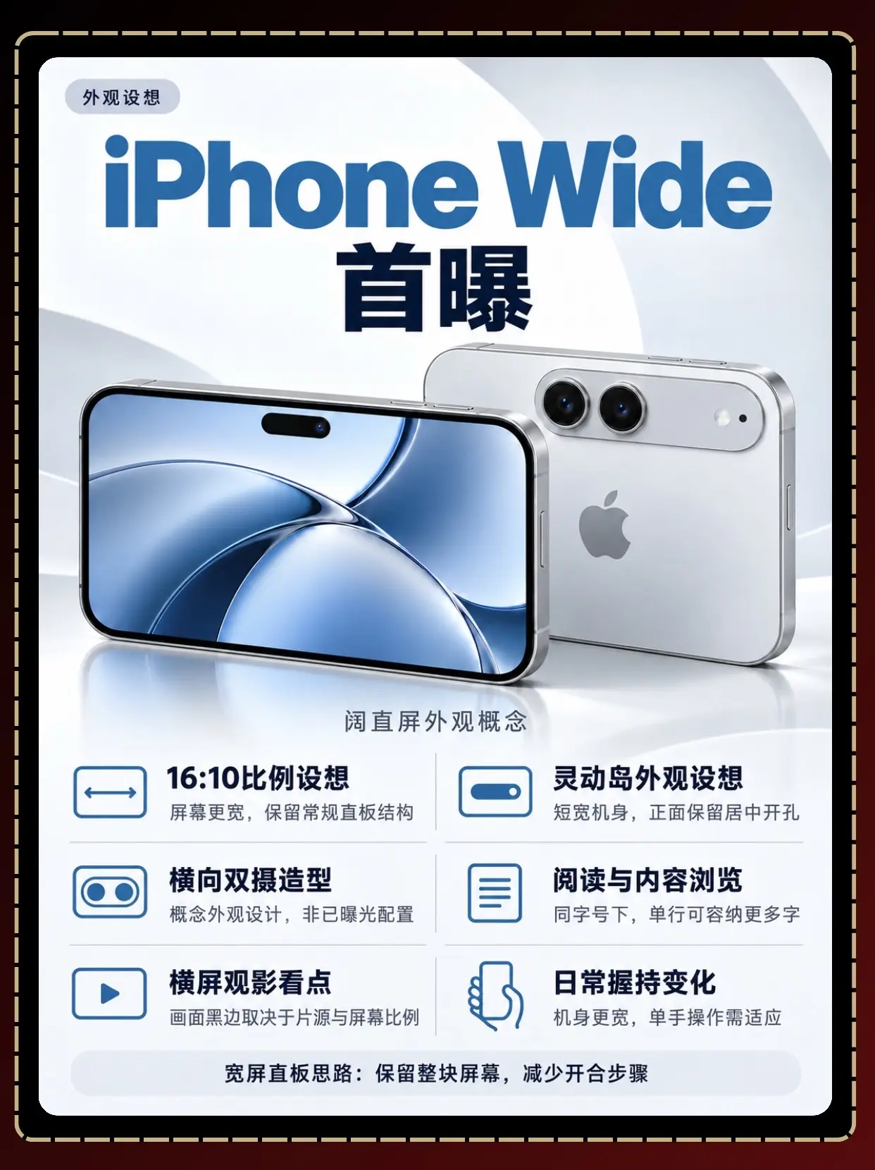 iPhone Wide 外观首曝。如果iPhone也做成阔直屏，会是什...