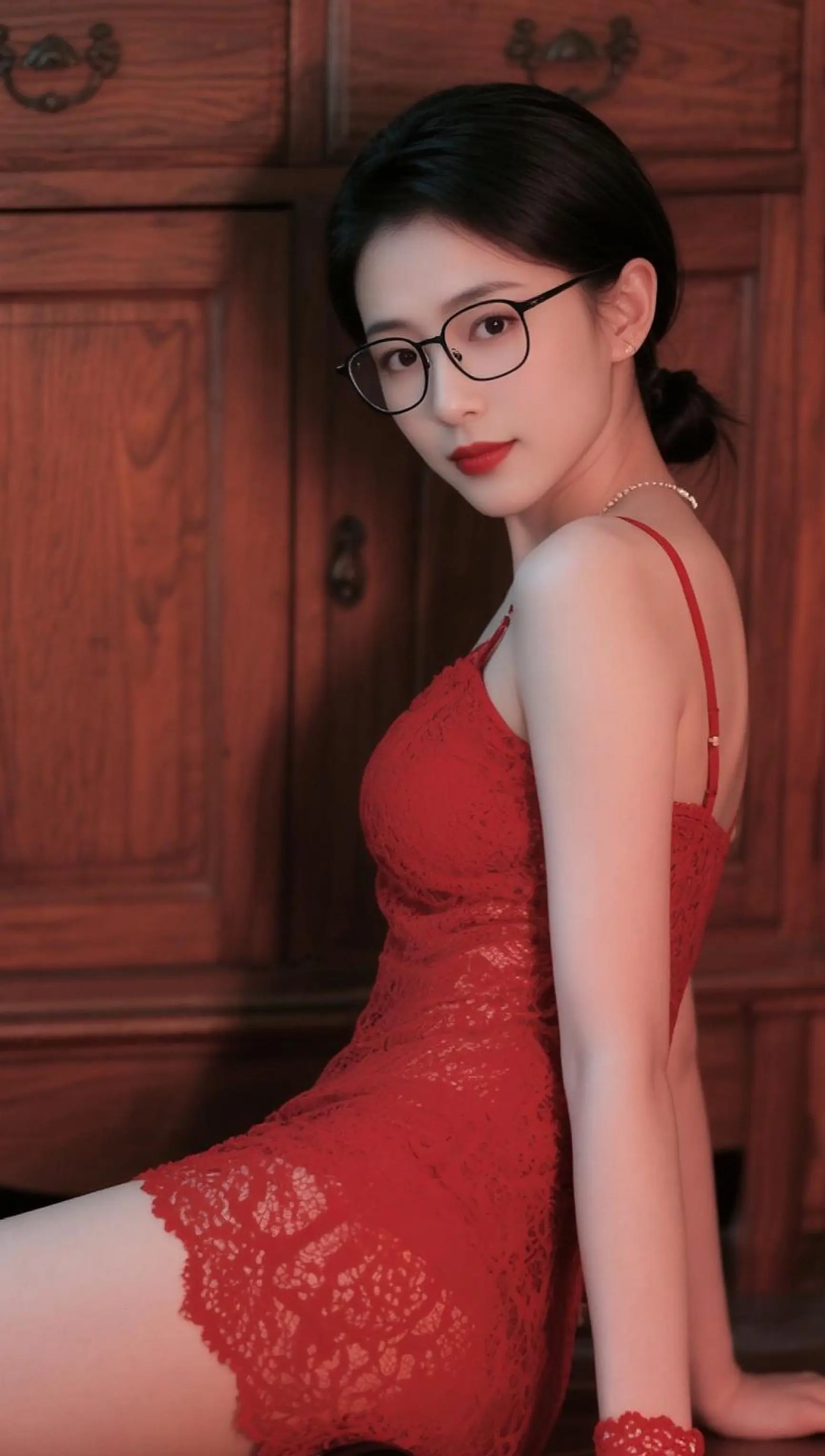 AI红裙光影写真 ai创作