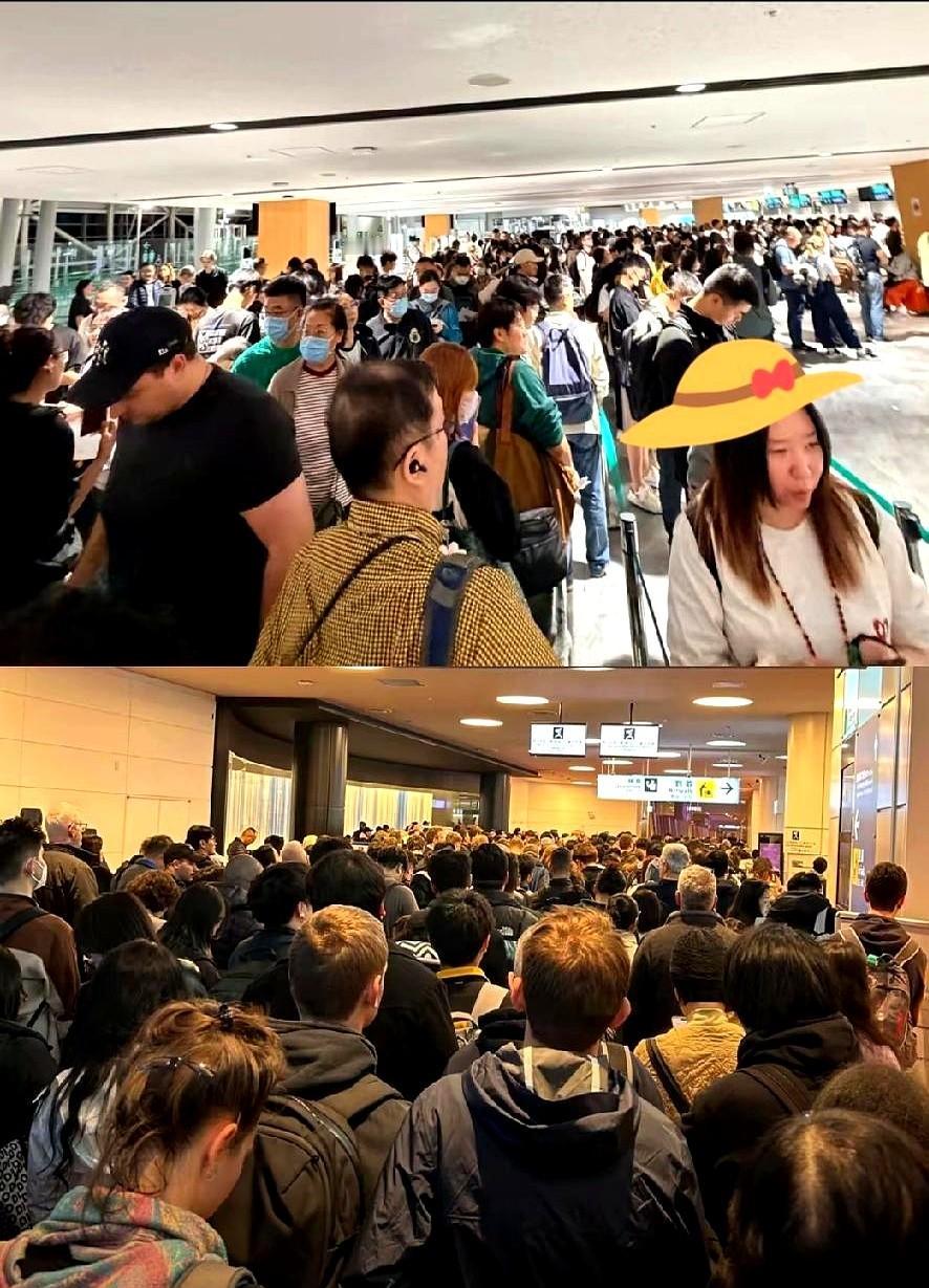 一边是成田机场凌晨三点还拉满警戒线的退票队伍,一边是上海静安寺地铁口那家日企打折