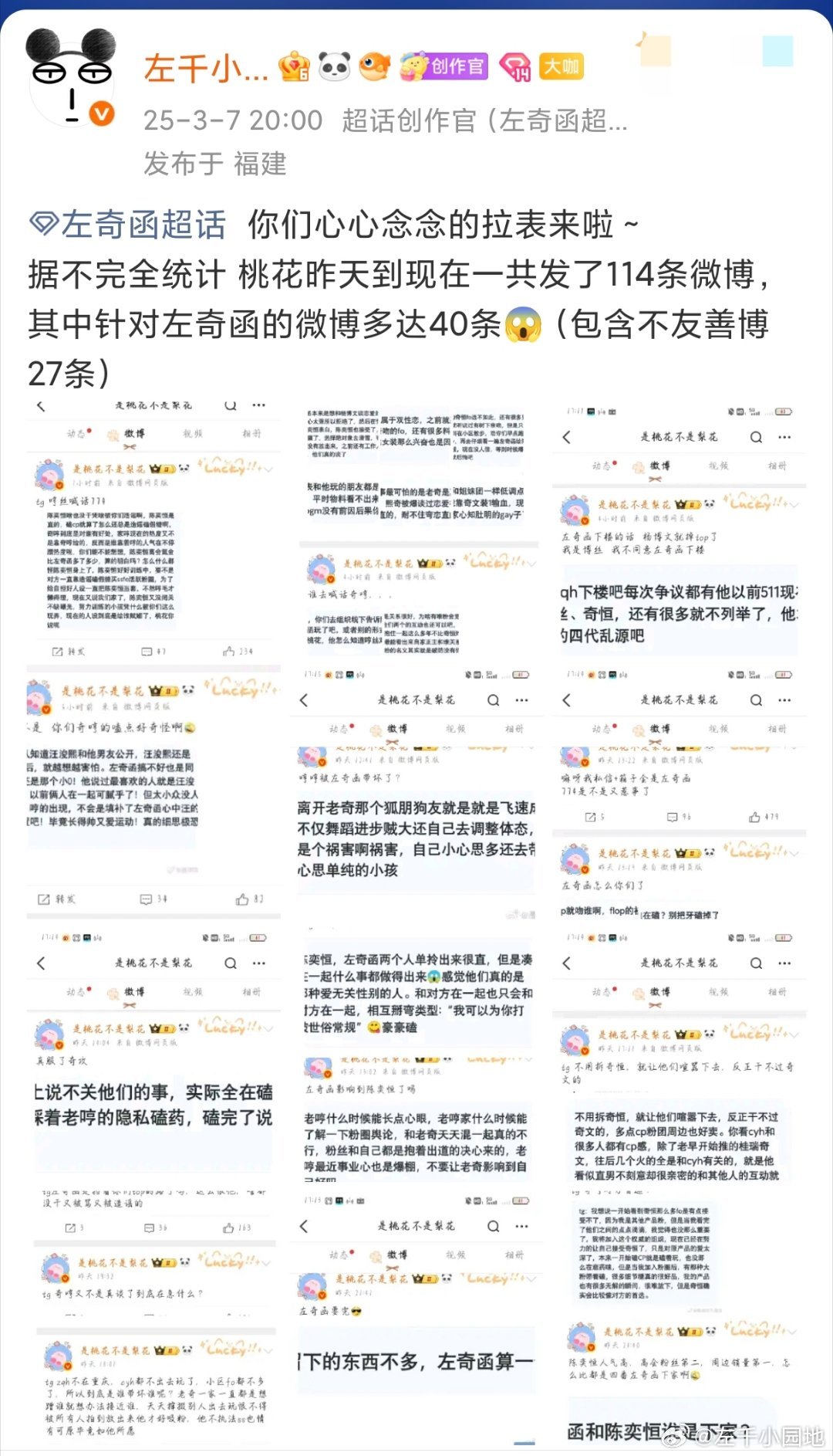 这些yxh就是桃花2.0，去年闭关的时候左奇函2天就有上百条投稿，试问哪个四畜有