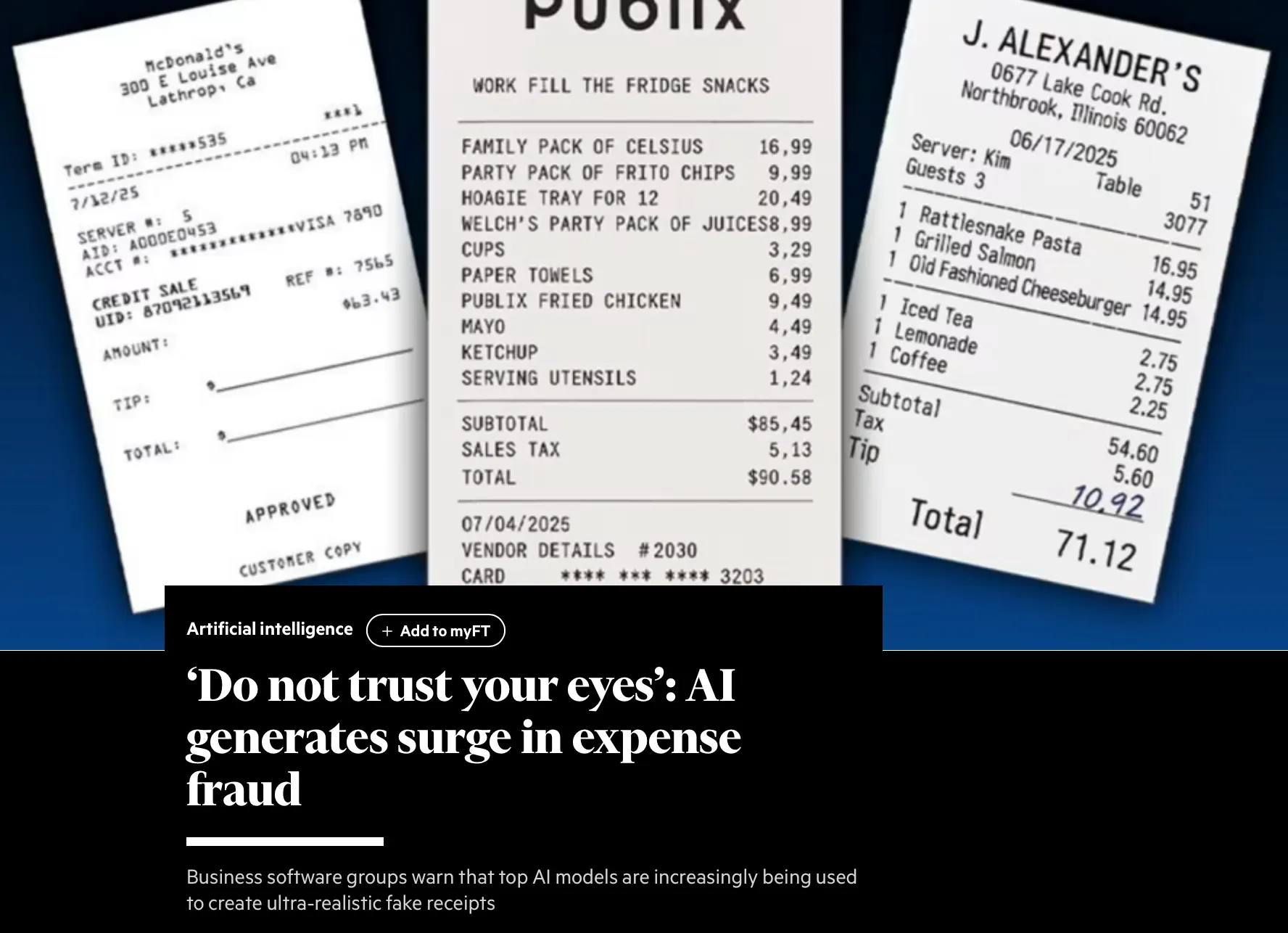 全球企业正面临一波新型诈欺潮，许多员工利用人工智慧，生成极度逼真的假收据，以骗取